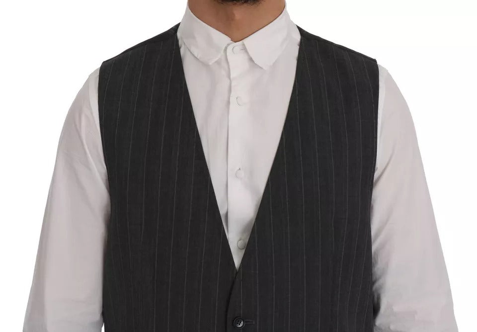 Dolce & Gabbana Gray Wool Stretch Gilet Waistcoat Vest