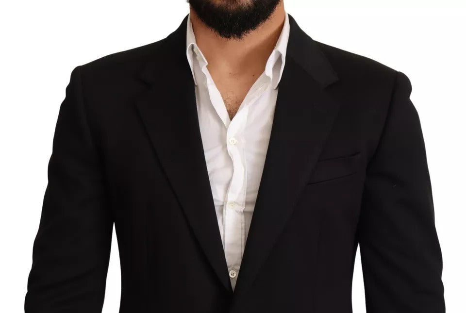 Dolce & Gabbana Black Cotton Slim Fit Coat Blazer Jacket