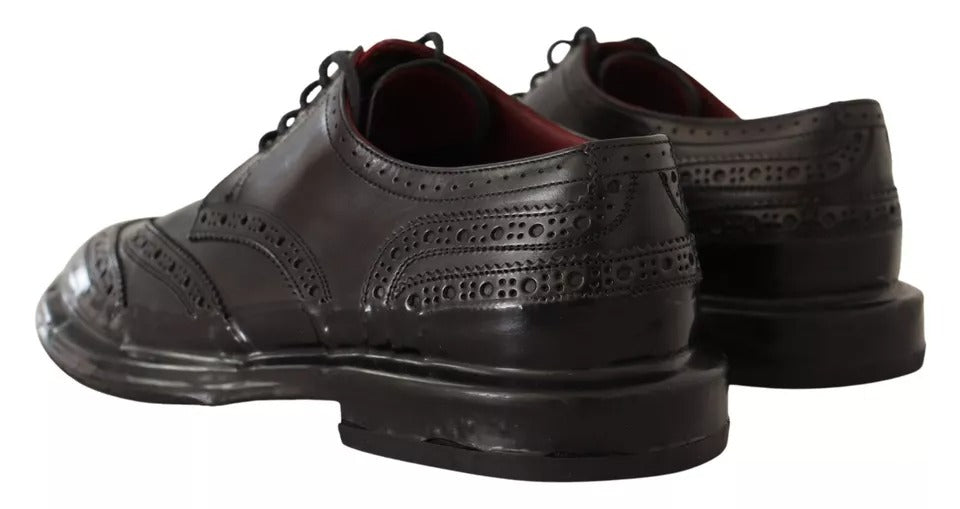 Dolce & Gabbana Black Perforated Leather Lace Up Derby Shoes