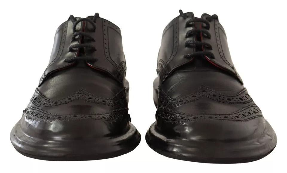 Dolce & Gabbana Black Perforated Leather Lace Up Derby Shoes