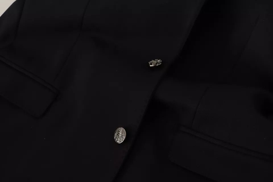 Dolce & Gabbana Black Cotton Slim Fit Coat Jacket Blazer