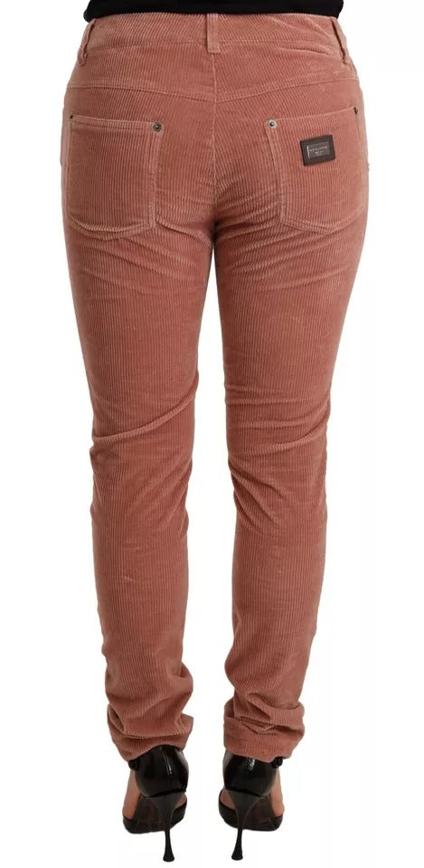 Dolce & Gabbana Pink Cotton Corduroy Skinny Jeans