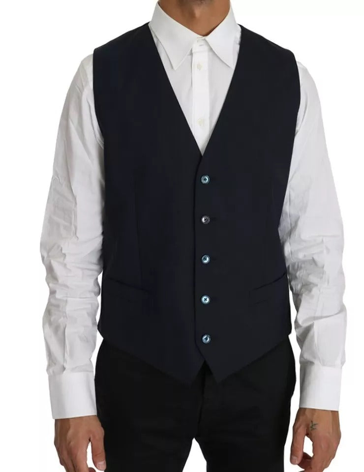 Dolce & Gabbana Blue Wool MARTINI Blazer Vest 2 Piece