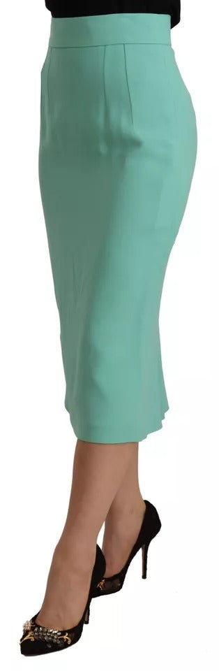 Dolce & Gabbana Mint Green Viscose Pencil Cut Midi Skirt