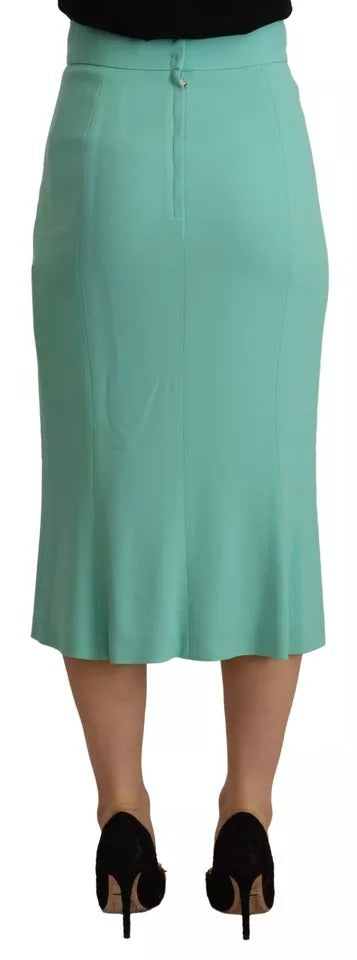 Dolce & Gabbana Mint Green Viscose Pencil Cut Midi Skirt