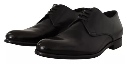 Dolce & Gabbana Black Leather Lace Up Mens Formal Derby Shoes