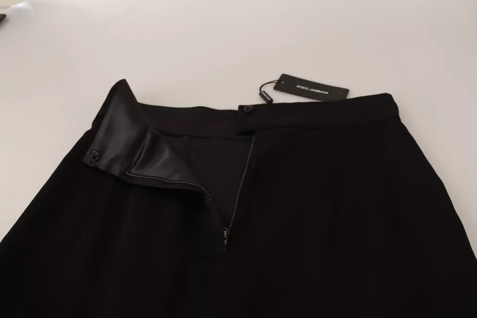 Dolce & Gabbana Black Silk High Waist Mini Pencil Cut Skirt