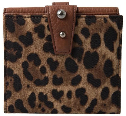 Dolce & Gabbana Brown Leopard French Flap Leather Bifold Cardholder Wallet