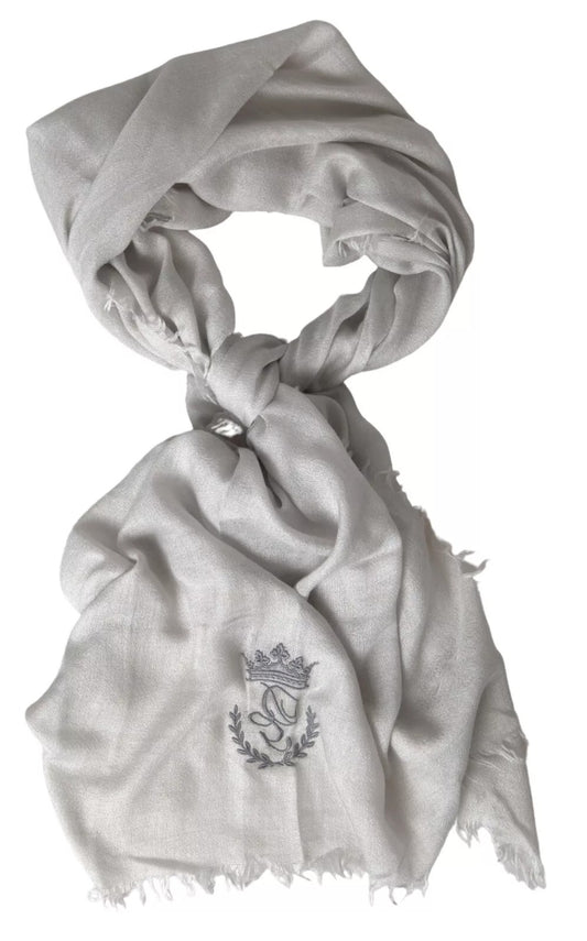 Dolce & Gabbana Gray Cashmere Wrap Shawl Fringe Scarf