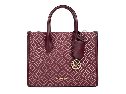 Michael Kors Mirella Small Top Zip Crossbody Tote Bag Oxblood