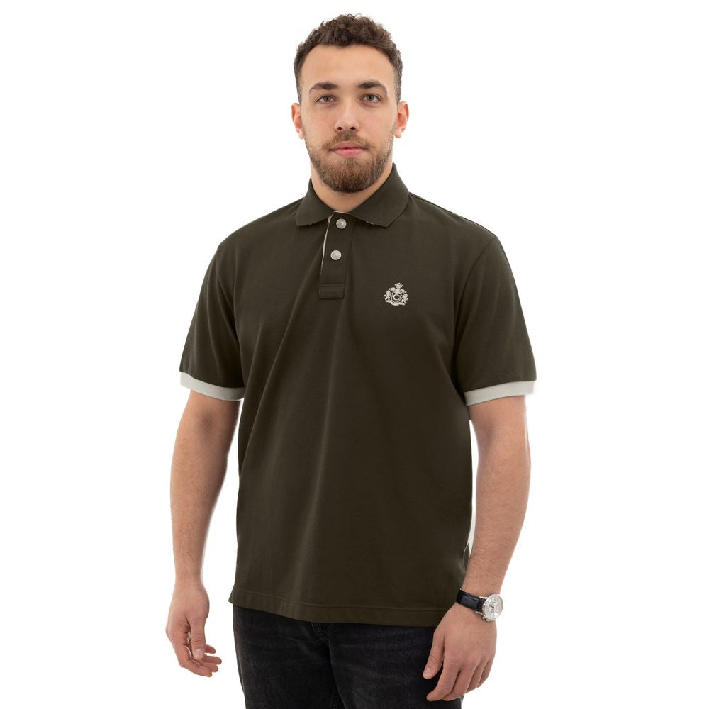 Canali Green Cotton Polo Shirt