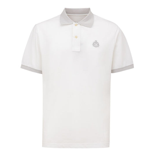 Canali White Cotton Polo Shirt