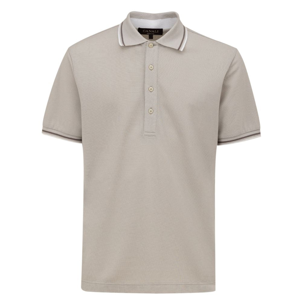 Canali Gray Cotton Polo Shirt