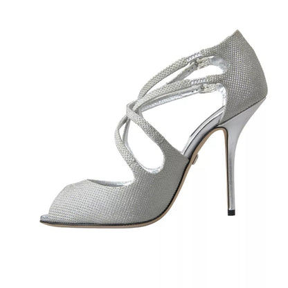 Dolce & Gabbana Silver Shimmers Sandals Heel Pumps Shoes