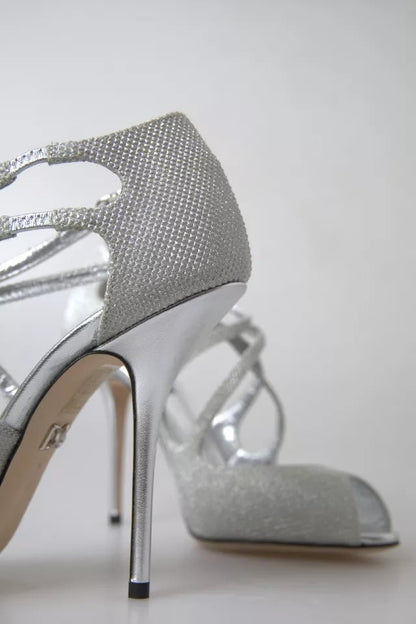 Dolce & Gabbana Silver Shimmers Sandals Heel Pumps Shoes