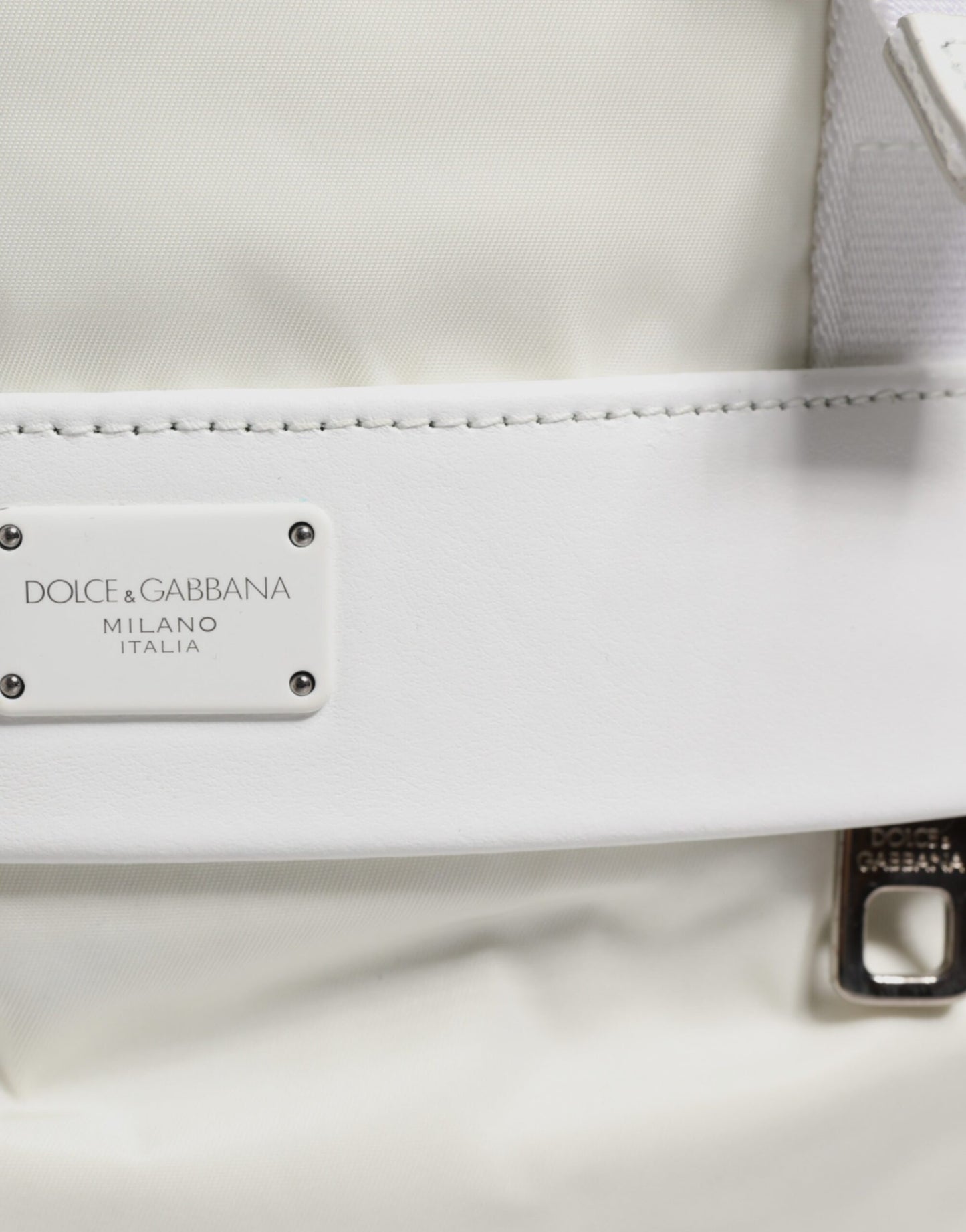 Dolce & Gabbana White Nylon Rubber Logo Backpack Rucksack Bag