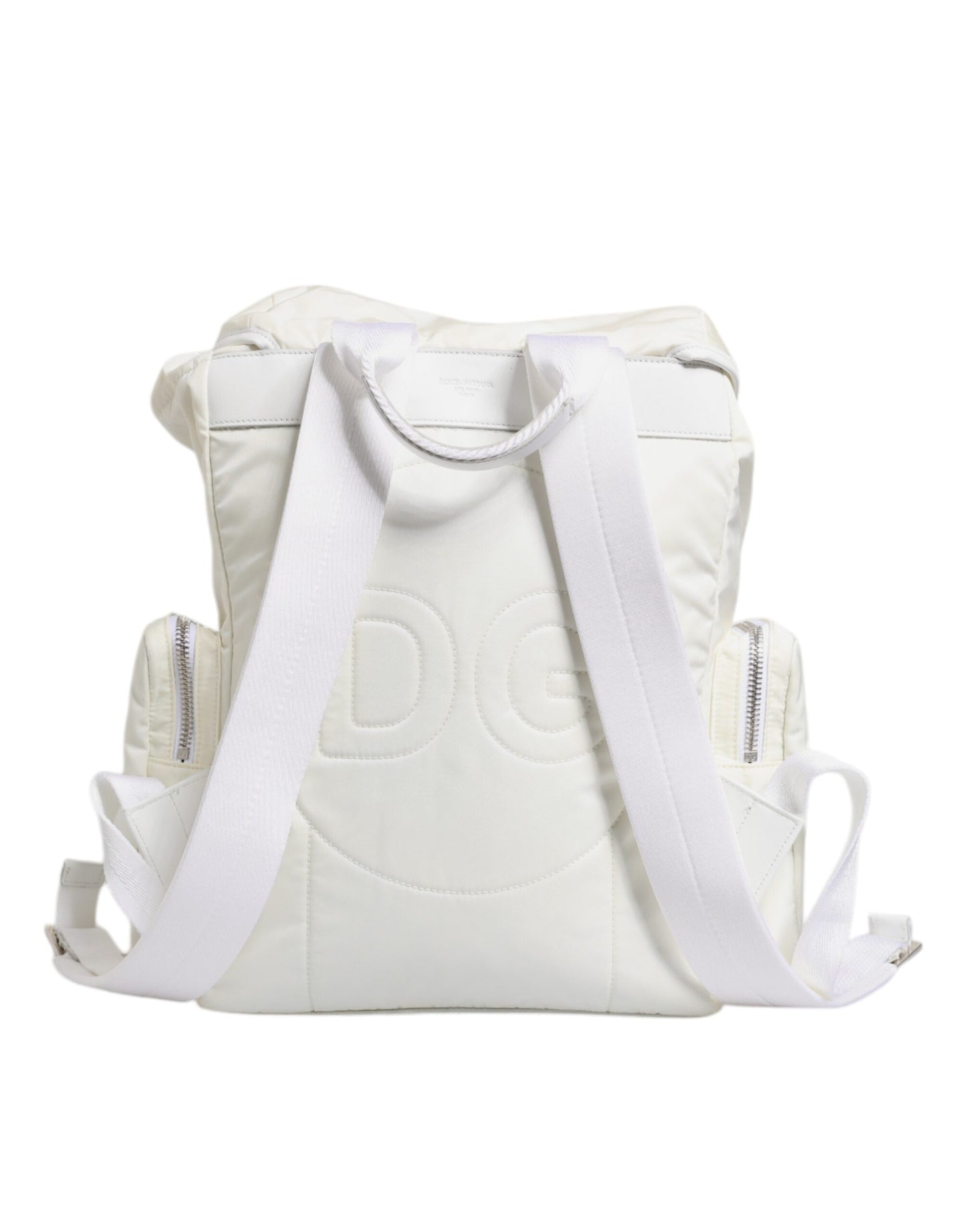 Dolce & Gabbana White Nylon Rubber Logo Backpack Rucksack Bag