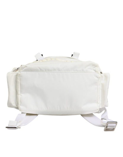 Dolce & Gabbana White Nylon Rubber Logo Backpack Rucksack Bag