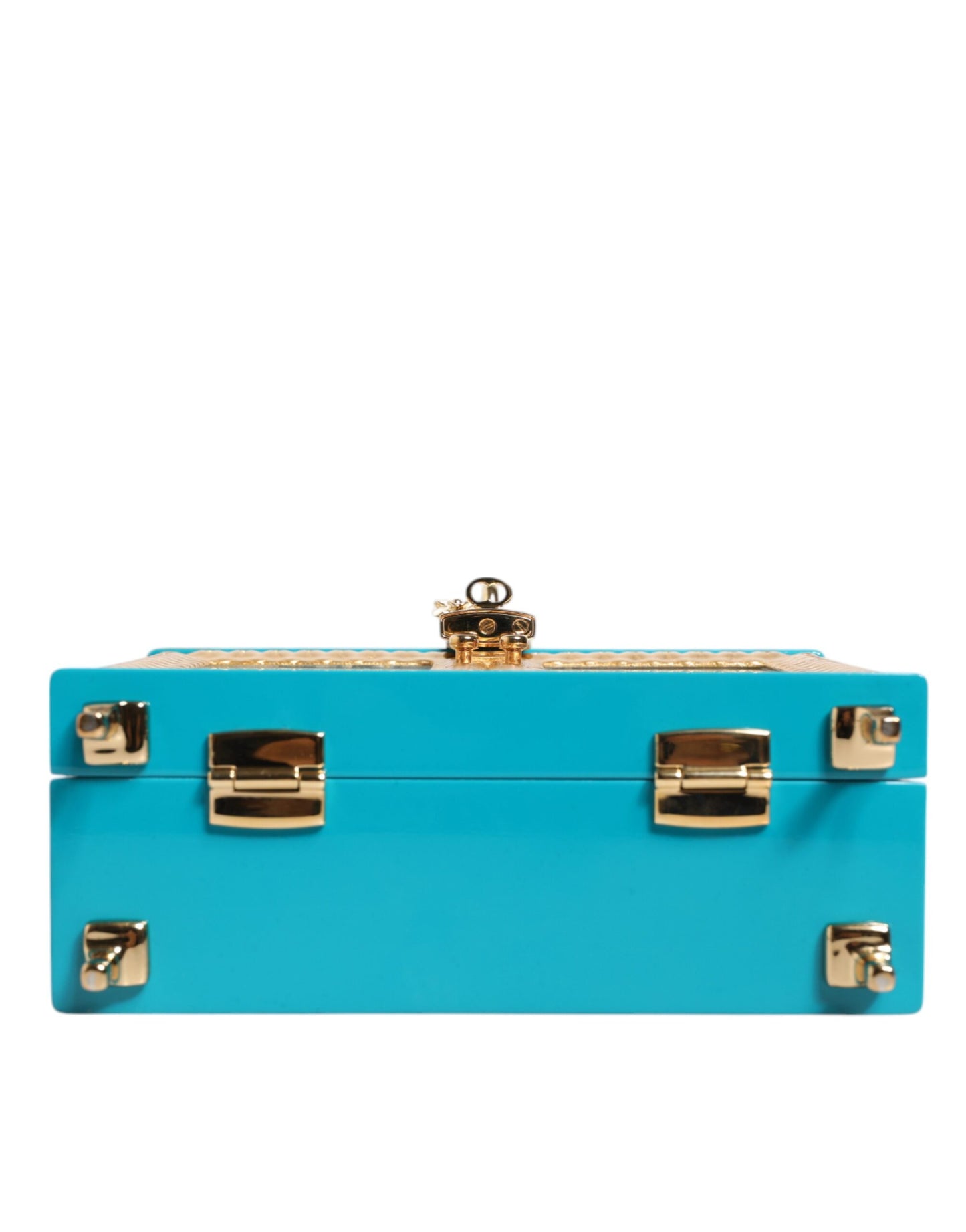 Dolce & Gabbana Turquoise Gold Acrylic Leather Miss Dolce Top Handle Bag