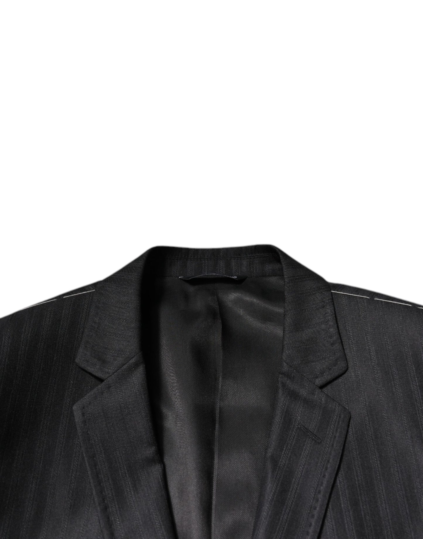 Dolce & Gabbana Black Stripe Wool Single Breasted Blazer