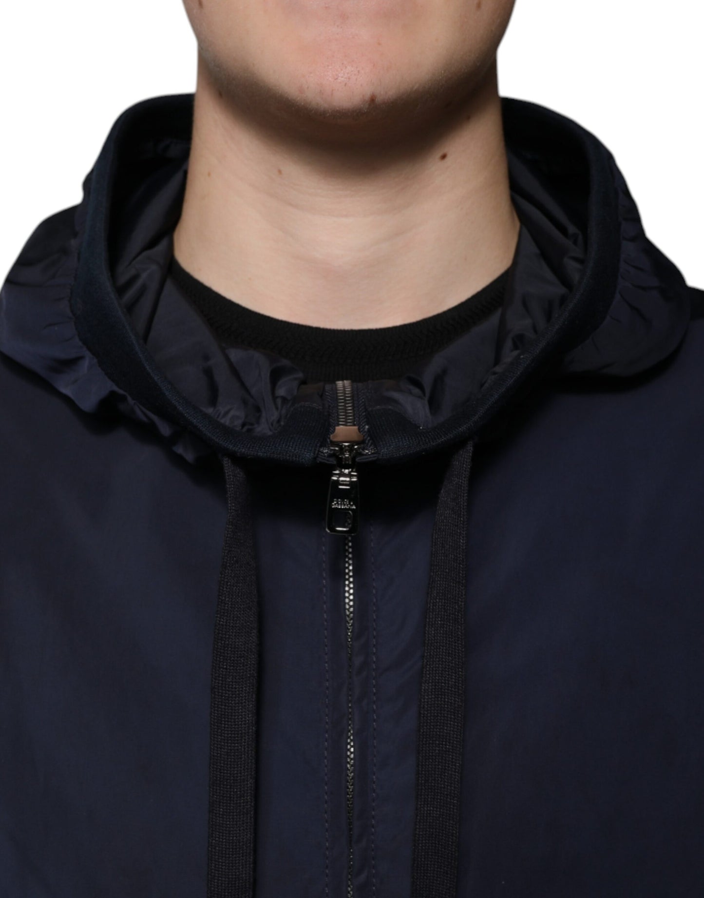 Dolce & Gabbana Dark Blue Logo Tape Full Zip Hooded Jacket