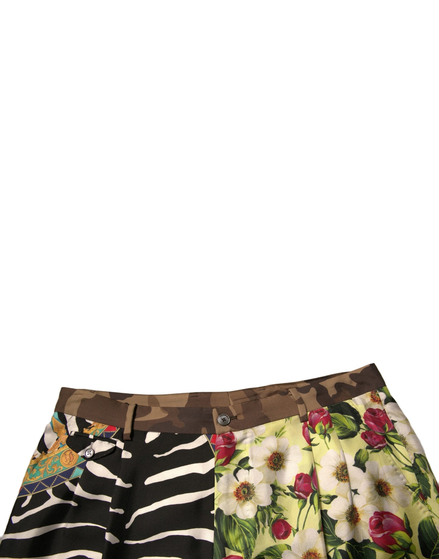 Dolce & Gabbana Multicolor Patchwork Silk Men Chino Shorts