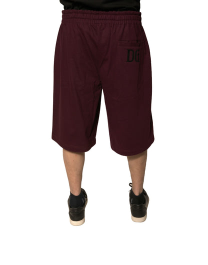 Dolce & Gabbana Maroon Cotton Mid Waist Bermuda Shorts