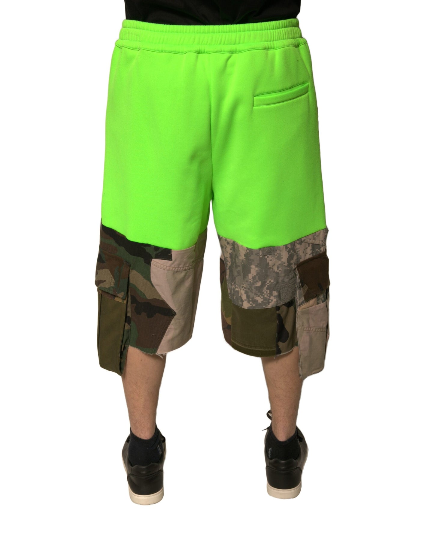 Dolce & Gabbana Green Patchwork Cargo Bermuda Shorts