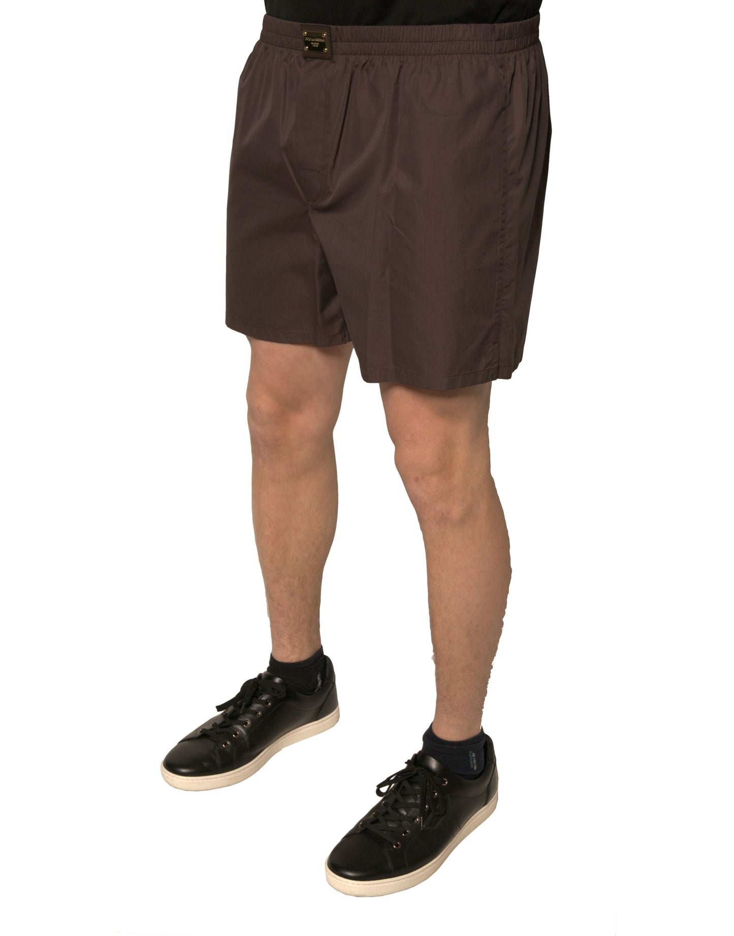 Dolce & Gabbana Brown Cotton Blend Men Mid Waist Shorts