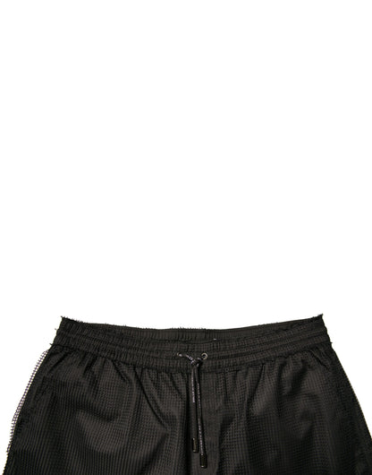 Dolce & Gabbana Black Polyester Jersey Mid Waist Shorts