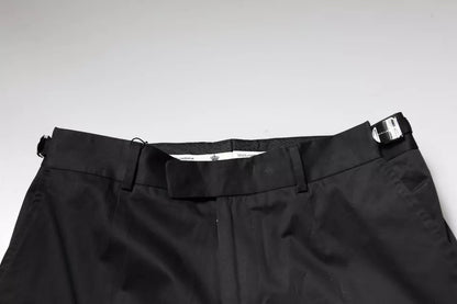 Dolce & Gabbana Black Cotton Tapered Formal Dress Pants