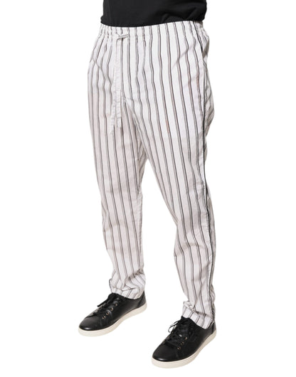 Dolce & Gabbana White Stripes Cotton Skinny Dress Pants