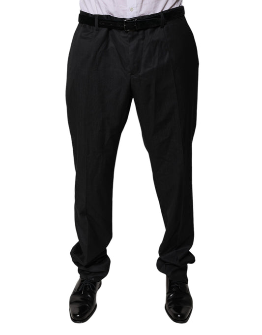 Dolce & Gabbana Black Wool Tapered Formal Dress Pants