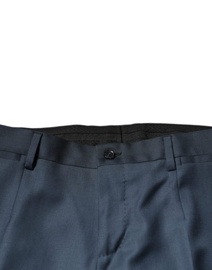 Dolce & Gabbana Blue Wool Tapered Formal Dress Pants