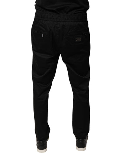 Dolce & Gabbana Black Cotton Stretch Skinny Sweatpants Pants