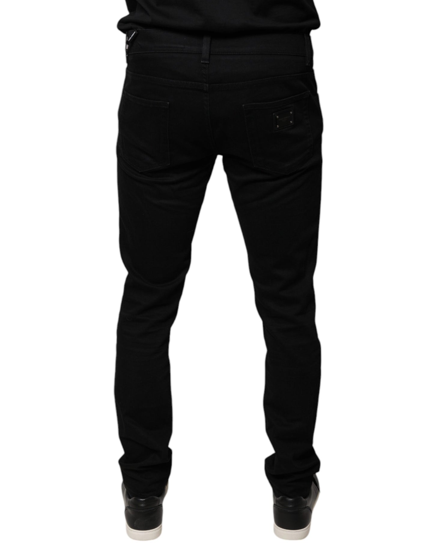 Dolce & Gabbana Black DG Crown Logo Cotton Skinny Denim Jeans