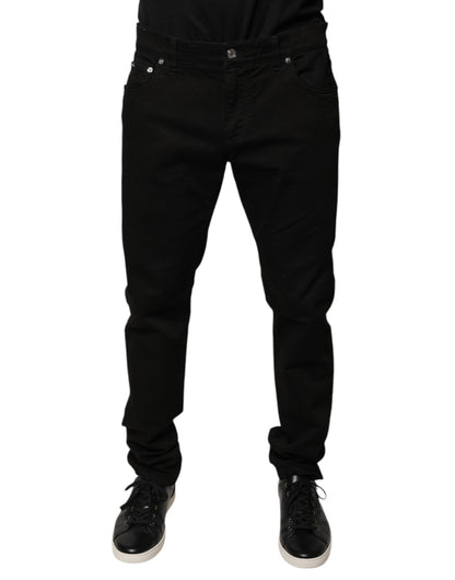 Dolce & Gabbana Black Logo Cotton Stretch Skinny Denim Jeans