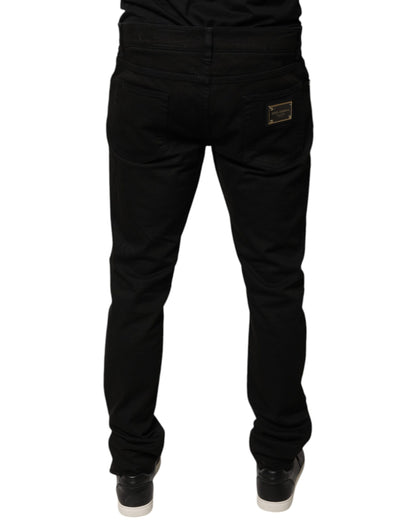 Dolce & Gabbana Black Logo Cotton Stretch Skinny Denim Jeans