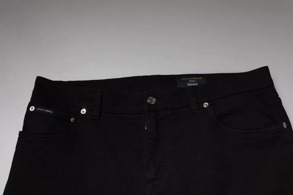 Dolce & Gabbana Black Logo Cotton Stretch Skinny Denim Jeans