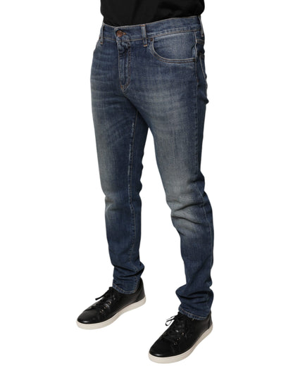 Dolce & Gabbana Blue DG Crown Logo Cotton Skinny Denim Jeans