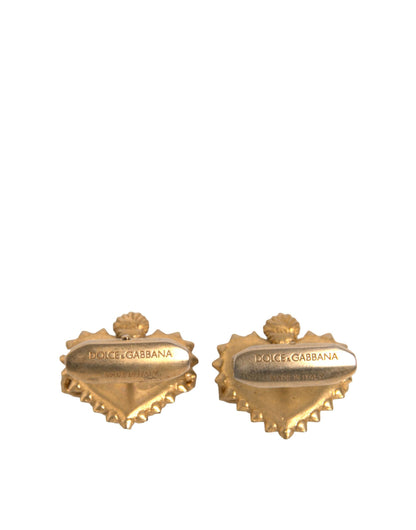 Dolce & Gabbana Gold 925 Sterling Silver DG Heart Cufflink