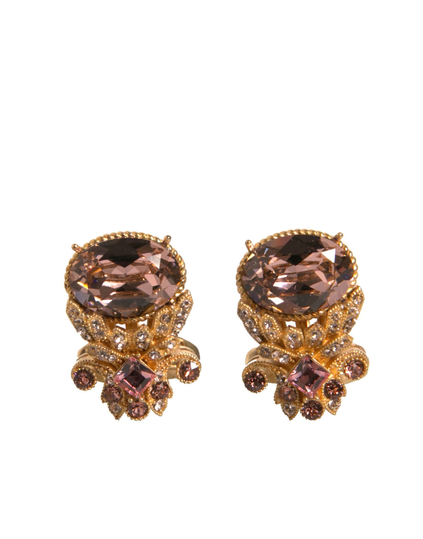 Dolce & Gabbana Gold Tone 925 Sterling Silver Crystal Cufflink