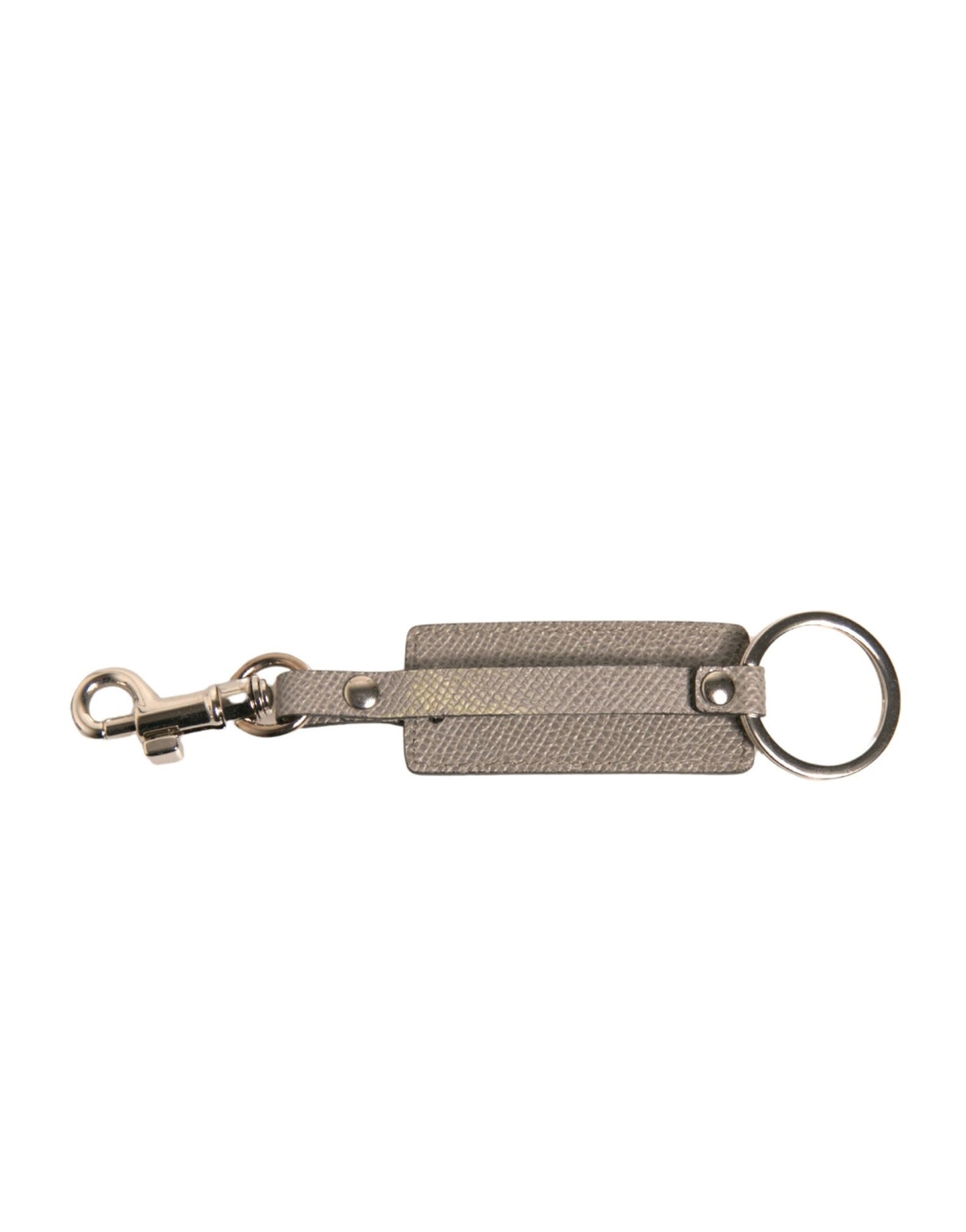 Dolce & Gabbana Beige DG Logo Leather Gold Metal Men Keychain Keyring