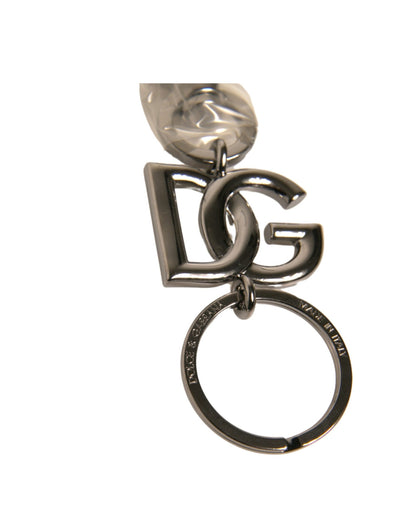 Dolce & Gabbana Silver Brass DG Logo Keychain Metal Ring Keyring