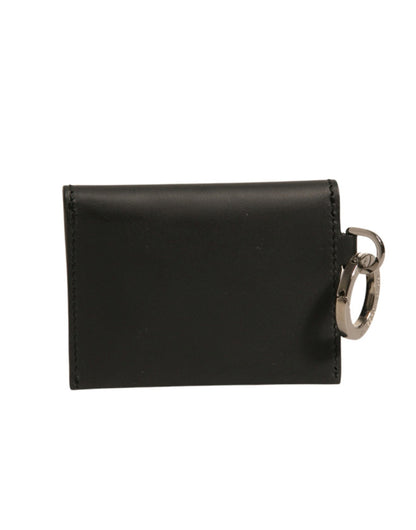 Dolce & Gabbana Black Leather Card Case Keychain Key Holder