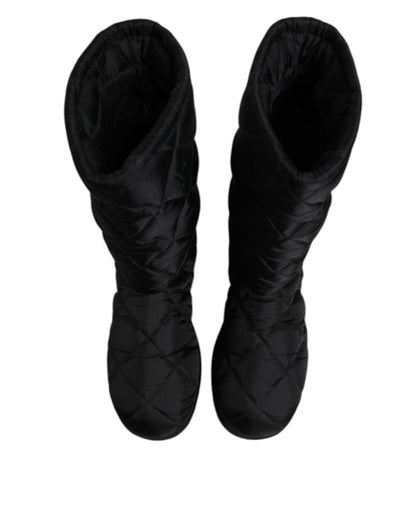 Dolce & Gabbana Black Polyester Padded Mid Calf Boots Winter Shoes