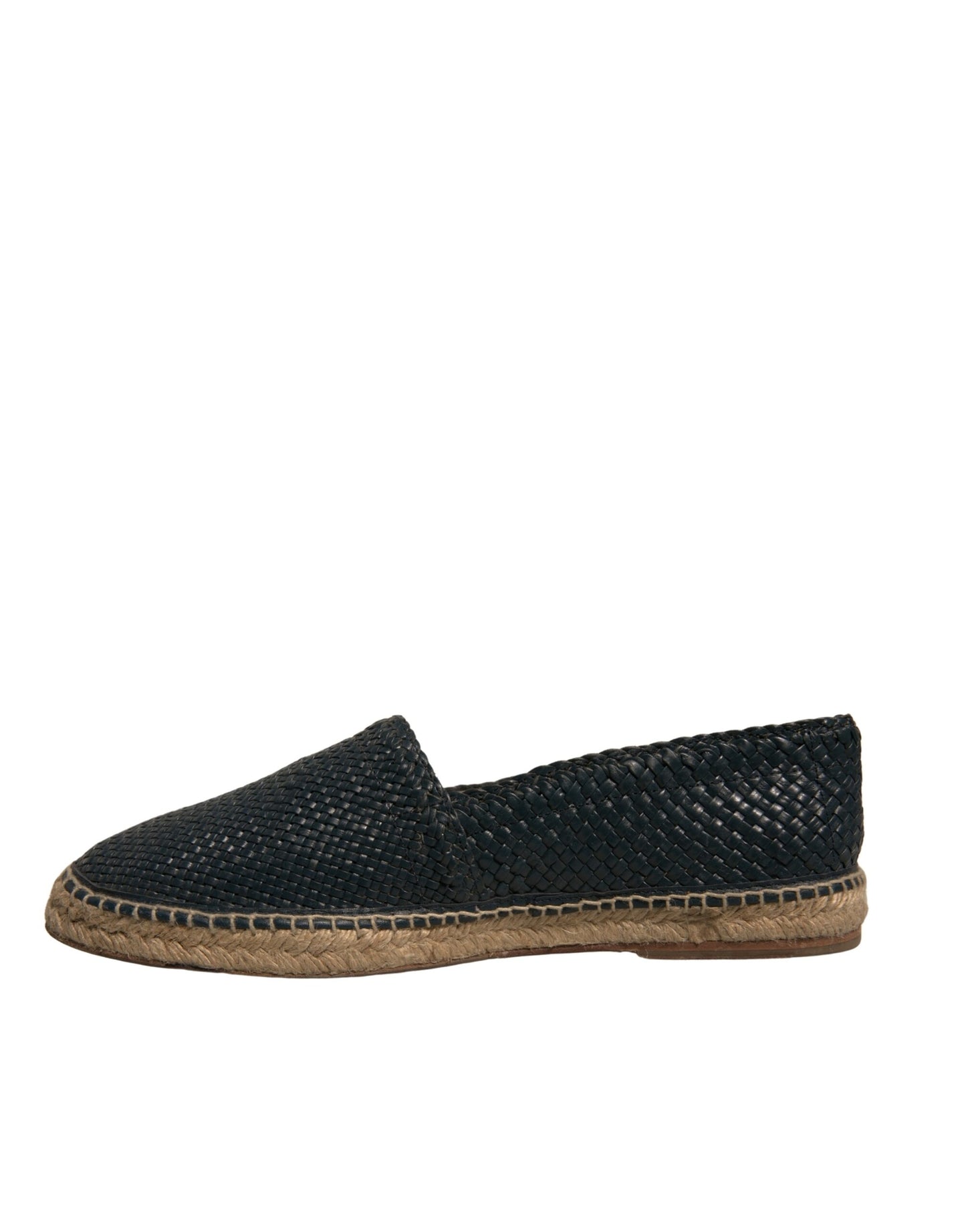 Dolce & Gabbana Blue Woven Leather Buffalo Espadrille Shoes