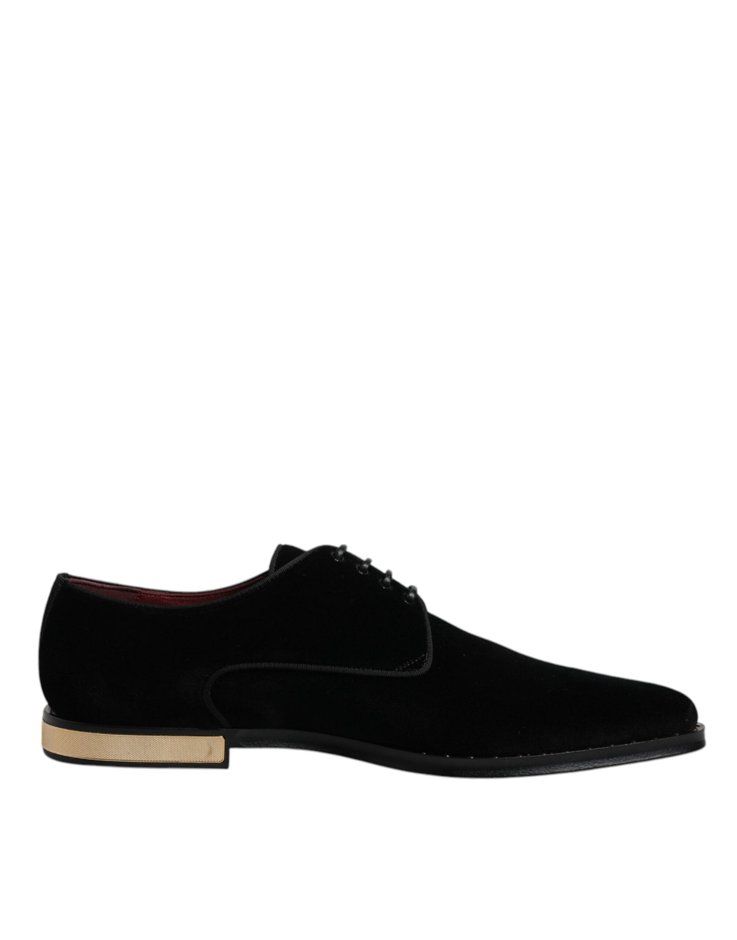 Dolce & Gabbana Black Velvet Cotton Lace Up Derby Shoes