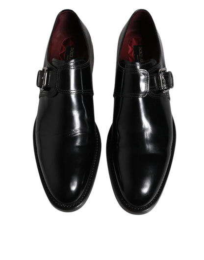 Dolce & Gabbana Black Leather Monk Strap Derby Formal Shoes