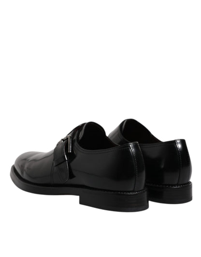 Dolce & Gabbana Black Leather Monk Strap Derby Formal Shoes